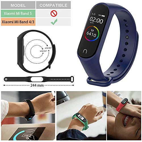 Ventdest Correa para Xiaomi Mi Band 4 Xiaomi Mi Band 3, (6 Piezas) Pulseras para Xiaomi Mi Band 4, Silicona Correa de Repuesto Suave, Transpirable, Resistente al Sudor, Vistoso