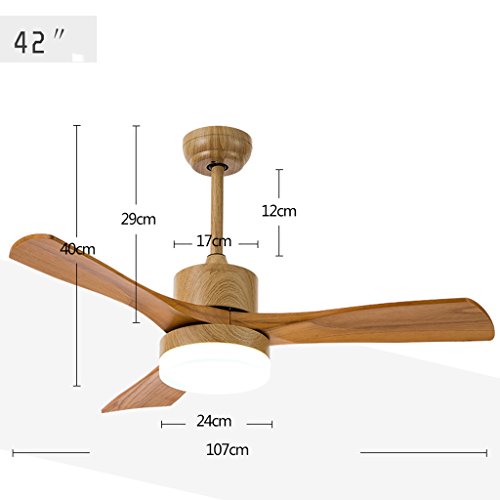 Ventilador de techo Comedor Sala de estar Control remoto LED Lámpara de ventilador Simple Ventilador de madera maciza Luz Energía eólica Ventilador de madera maciza Mejora LED Luz tricolor Xuan - wort