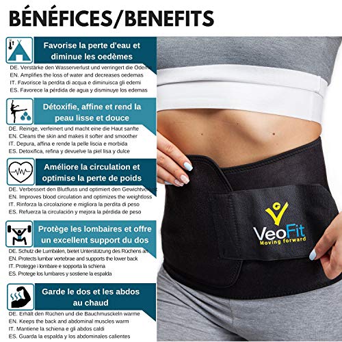 VEOFIT Cinturón Abdominal de Sudoración: Cinturón adelgazante para Hombre y Mujer/ Efecto adelgazante – Tonifica y ayuda a eliminar el exceso de agua para conseguir un vientre plano