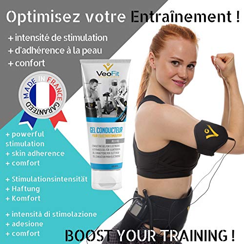 VeoFit- Gel Conductor 250mL X 1 Electrodos Electroestimulacion EMS y TENS, Gel de Contacto para Electroestimulador Muscular- Mejora el Contacto electrodos y Protege la Piel - Fabricado en Francia VeoFit- Gel Conductor 250mL X 1 Electrodos Electroestimulacion EMS y TENS, Gel de Contacto para Electroestimulador Muscular- Mejora el Contacto electrodos y Protege la Piel - Fabricado en Francia