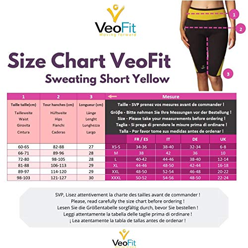 VeoFit Short de Sudoración Adelgazante Talla S – Objetivo Vientre Llano, Muslos Delgados y Nalgas Tonificadas - OFRECIDOS: Funda + Guía per Ponerse en Forma con Programa Fitness y Consejos Nutrición