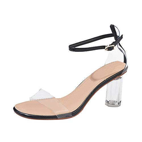 Verano Zapatillas de Mujer Una Palabra con Sandalias de tacón Gruesas Transparentes Zapatos de tacón Alto de Cristal riou Verano Zapatillas de Mujer Una Palabra con Sandalias de tacón Gruesas Transparentes Zapatos de tacón Alto de Cristal riou