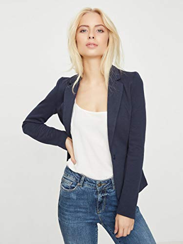 VERO MODA VMJULIA LS BLAZER DNM NOOS, Chaqueta de traje Mujer, Azul (Total Eclipse), 38 VERO MODA VMJULIA LS BLAZER DNM NOOS, Chaqueta de traje Mujer, Azul (Total Eclipse), 38