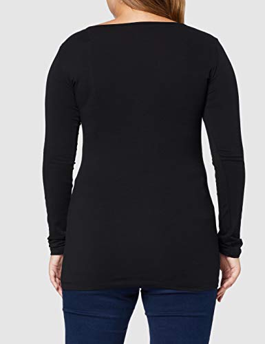 VERO MODA VMMAXI MY LS SOFT LONG U-NECK NOOS, Camisa Manga Larga Mujer, Negro (Black), 38 (Talla del fabricante: Medium)