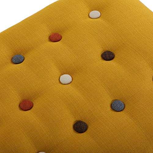 Versa 19501415 Banco pie de Cama Taburete Color Amarillo Mostaza, Telas, 45 x 40 x 80 cm