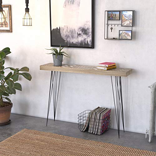 Versa Magda Mueble Recibidor Estrecho para la Entrada o el Pasillo Mesa Consola, Madera y Metal, Marrón, Blanco y Negro, 110 x 25 x 80 cm Versa Magda Mueble Recibidor Estrecho para la Entrada o el Pasillo Mesa Consola, Madera y Metal, Marrón, Blanco y Negro, 110 x 25 x 80 cm