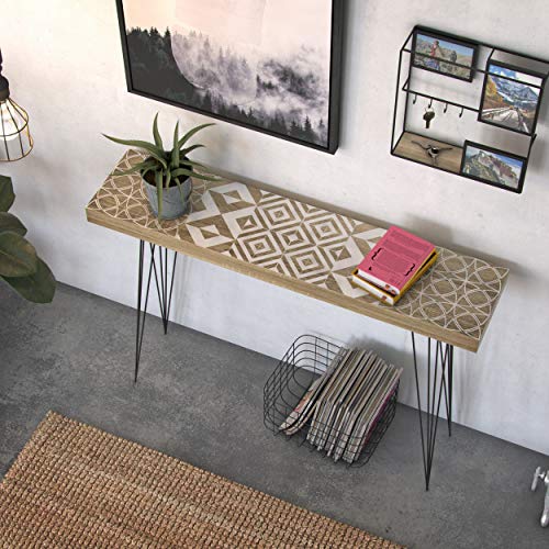 Versa Magda Mueble Recibidor Estrecho para la Entrada o el Pasillo Mesa Consola, Madera y Metal, Marrón, Blanco y Negro, 110 x 25 x 80 cm Versa Magda Mueble Recibidor Estrecho para la Entrada o el Pasillo Mesa Consola, Madera y Metal, Marrón, Blanco y Negro, 110 x 25 x 80 cm