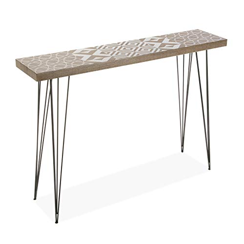 Versa Magda Mueble Recibidor Estrecho para la Entrada o el Pasillo Mesa Consola, Madera y Metal, Marrón, Blanco y Negro, 110 x 25 x 80 cm Versa Magda Mueble Recibidor Estrecho para la Entrada o el Pasillo Mesa Consola, Madera y Metal, Marrón, Blanco y Negro, 110 x 25 x 80 cm