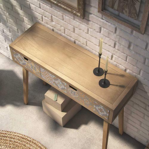 Versa Mimma 21081049 Mesa Consola de Recibidor Alfama con 2 cajones, Madera, Gris y Marrón, 81,5 x 30 x 90 cm Versa Mimma 21081049 Mesa Consola de Recibidor Alfama con 2 cajones, Madera, Gris y Marrón, 81,5 x 30 x 90 cm