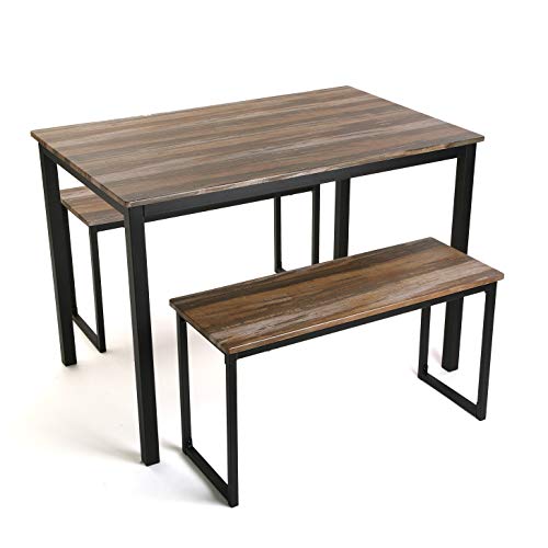 Versa Set de Mesa de Comedor con Dos Bancos, Madera, 76 x 70 x 110 cm Versa Set de Mesa de Comedor con Dos Bancos, Madera, 76 x 70 x 110 cm