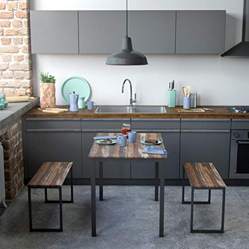 Versa Set de Mesa de Comedor con Dos Bancos, Madera, 76 x 70 x 110 cm Versa Set de Mesa de Comedor con Dos Bancos, Madera, 76 x 70 x 110 cm