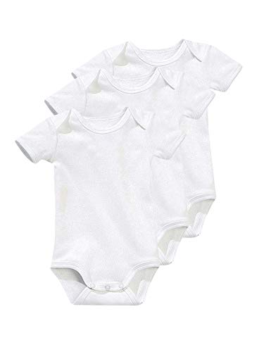VERTBAUDET Lote de 3 bodies blancos de manga corta 100% algodón bebé Blanco 3M - 60CM VERTBAUDET Lote de 3 bodies blancos de manga corta 100% algodón bebé Blanco 3M - 60CM