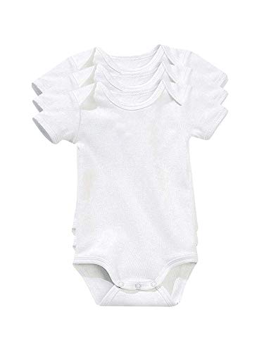 VERTBAUDET Lote de 3 bodies blancos de manga corta 100% algodón bebé Blanco 3M - 60CM