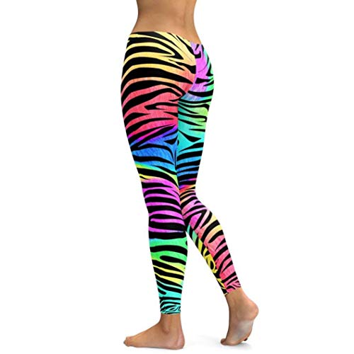 vesliya Workout Yoga Pants for Women Yoga Leggings Capri Striped Gym Stretch Trousers Multicolor S