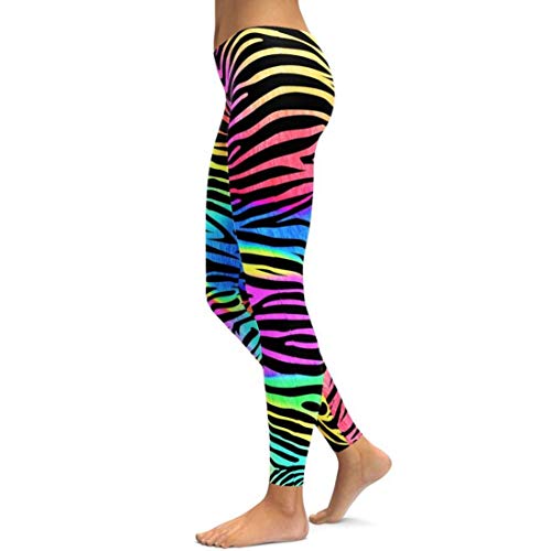 vesliya Workout Yoga Pants for Women Yoga Leggings Capri Striped Gym Stretch Trousers Multicolor S