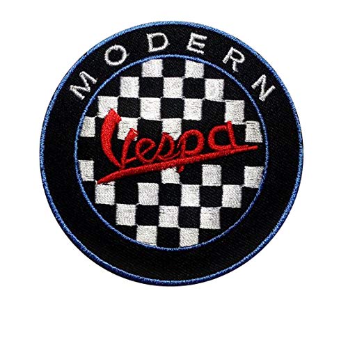 Vespa - Parche moderno para planchar con estampado de chaqueta bordada, gorro, camiseta, vaquero, bolsa de deporte, rac automovilismo