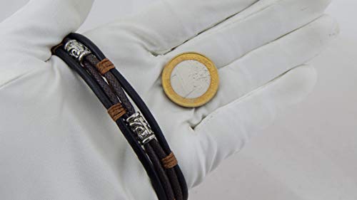 Veuer Pulsera surfera de piel en marrón y plateado, con cierre de plata para hombre, regalo de Navidad para hombres, novio, marido Veuer Pulsera surfera de piel en marrón y plateado, con cierre de plata para hombre, regalo de Navidad para hombres, novio, marido