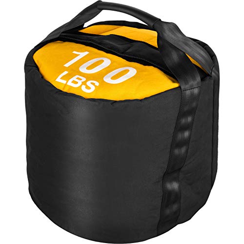 VEVO Saco de Arena para Fitness 100LBS / 45KG Bolsas de Arena Sandbag Crossfit de Fitness Saco de Arena para Ejercicios Bolsa de Arena de Entrenamiento Negro/Amarillo