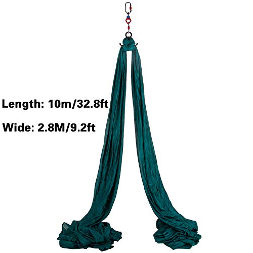 VEVOR Columpio de Yoga 10x2,8M Hamaca de Yoga/Yoga Aéreo, Columpio de Yoga Aéreo, Swing Sling Inversión, para Pilates Aerial Yoga (Verde)