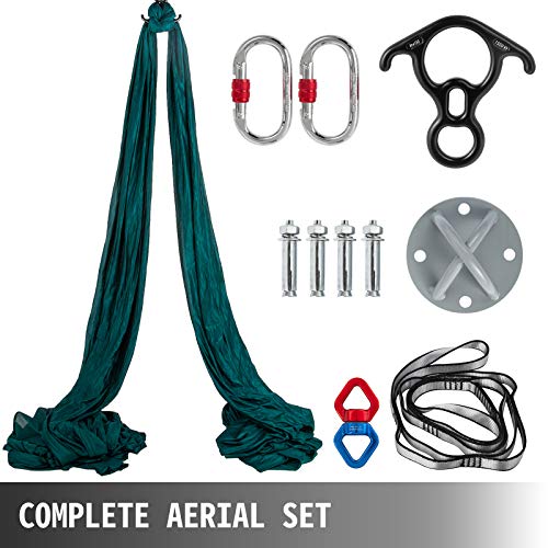 VEVOR Columpio de Yoga 10x2,8M Hamaca de Yoga/Yoga Aéreo, Columpio de Yoga Aéreo, Swing Sling Inversión, para Pilates Aerial Yoga (Verde)