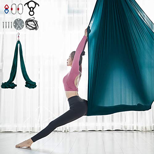 VEVOR Columpio de Yoga 10x2,8M Hamaca de Yoga/Yoga Aéreo, Columpio de Yoga Aéreo, Swing Sling Inversión, para Pilates Aerial Yoga (Verde)