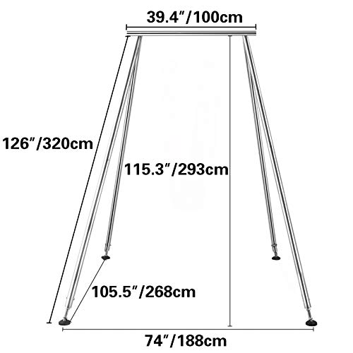 VEVOR Columpio de Yoga con Tela Elástica de Yoga Hamaca de Yoga de Tubo de Acero Yoga Aéreo de Carga Máxima 250 kg Soporte para Pilates Marco de Yoga Aéreo Portátil para Interiores y Exteriores