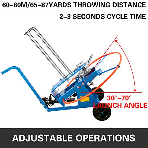 VEVOR Lanzaplatos 23KG Lanzador de Tiro al Plato 98CM Tiro al Plato Lanzaplatos Caza Máquina Tiro Plato Azul con Ruedas