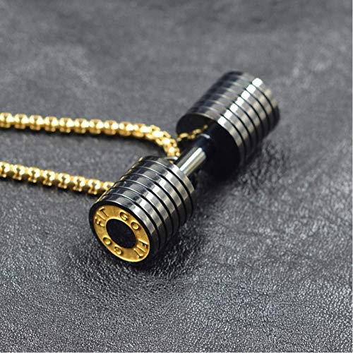VFDGB Pesa De Gimnasia IR En Forma Colgante Fitness Gym Oro Negro Color Barbell Collar Fitness Jewelry Acero Inoxidable 316L VFDGB Pesa De Gimnasia IR En Forma Colgante Fitness Gym Oro Negro Color Barbell Collar Fitness Jewelry Acero Inoxidable 316L