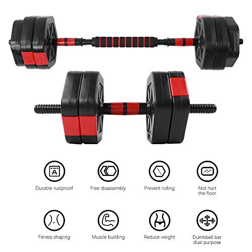 VGEBY Equipo de Gimnasia con Mancuernas para el hogar con Mancuernas ambientales hexagonales, Juego de 25 kg con Varilla de conexión de 25 cm VGEBY Equipo de Gimnasia con Mancuernas para el hogar con Mancuernas ambientales hexagonales, Juego de 25 kg con Varilla de conexión de 25 cm