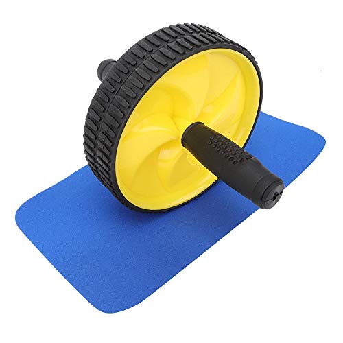 VGEBY Rueda Abdominal, ejercitador Abdominal Máquina de Entrenamiento Muscular Rodillo Adelgazante de Cintura con Esterilla para la Rodilla para Deportes de Gimnasio en casa(Amarillo)