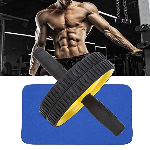 VGEBY Rueda Abdominal, ejercitador Abdominal Máquina de Entrenamiento Muscular Rodillo Adelgazante de Cintura con Esterilla para la Rodilla para Deportes de Gimnasio en casa(Amarillo)