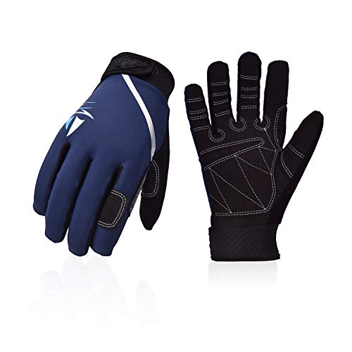 Vgo... 1-Par Guantes Al Aire Libre para Pesca, Kayak, Remo, Canoa para Hombre (Talla L, Azul Marino, SL0054)