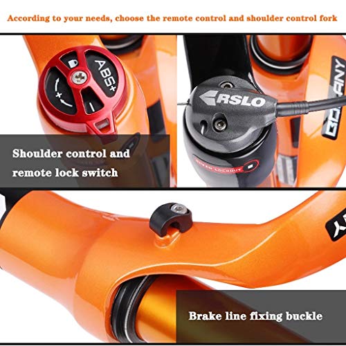 VHHV 26" 27.5" 29" Aleación de Magnesio Horquilla de Aire Suspensión Montaña Bicicleta MTB Tenedor Bloqueo Manual/Bloqueo Remoto - Naranja Absorber (Color : Manual Lockout, Size : 26 Inch)