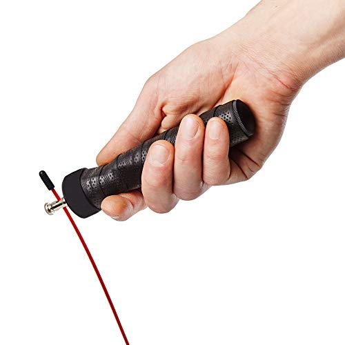 VIA FORTIS Comba (con pesos – Speed Rope para calist henics, Crossfit, cajas y fitness – con rodamiento de bolas, 2 cuerdas de acero y funda – para todos los tamaños Cuerpo (Longitud Ajustable) VIA FORTIS Comba (con pesos – Speed Rope para calist henics, Crossfit, cajas y fitness – con rodamiento de bolas, 2 cuerdas de acero y funda – para todos los tamaños Cuerpo (Longitud Ajustable)