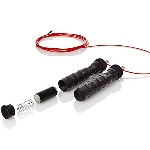 VIA FORTIS Comba (con pesos – Speed Rope para calist henics, Crossfit, cajas y fitness – con rodamiento de bolas, 2 cuerdas de acero y funda – para todos los tamaños Cuerpo (Longitud Ajustable)