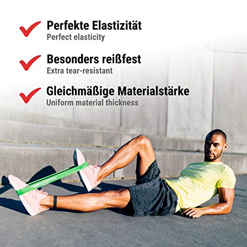 VIA FORTIS Gomas elasticas Fitness Conjunto de 5 Bandas elasticas musculacion para su Entrenamiento en casa - con el Plan de Entrenamiento y la Bolsa