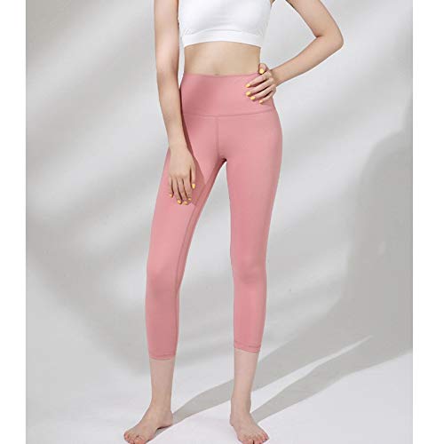 VIAIA Mujeres Yoga Pantalón Fitness Leggings Mujeres sólido Deporte Gimnasio Medias Entrenamiento de Nylon Pantalones de compresión (Color : Yellow, Size : L)