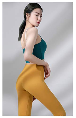 VIAIA Mujeres Yoga Pantalón Fitness Leggings Mujeres sólido Deporte Gimnasio Medias Entrenamiento de Nylon Pantalones de compresión (Color : Yellow, Size : L)