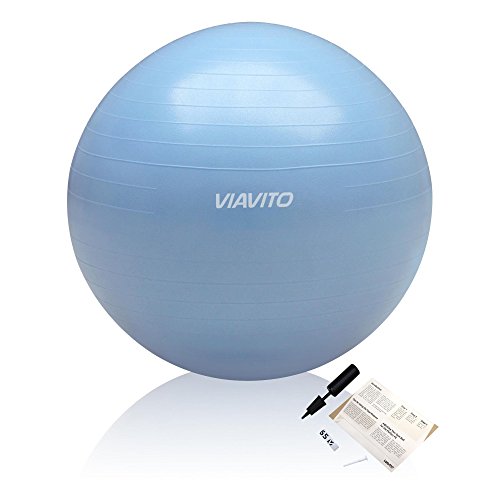 Viavito 200kg Gymball Anti-Pinchazos - Balón De Ejercicios Con Bomba - Azul - 65cm
