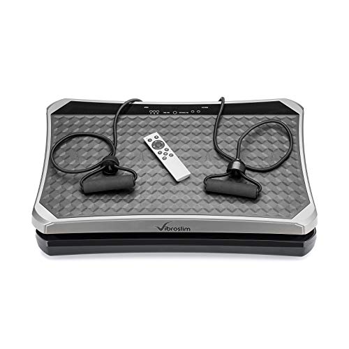 VibroSlim Plataforma vibratoria Ultra Pro – Oscilante, Pantalla LED, 4 programas predefinidos, 180 Niveles de Intensidad/Velocidad. Garantía 3 años (Plata)