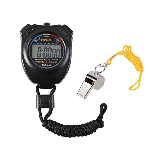 Vicloon Digital Cronómetro con Silbato de Acero Inoxidable - LCD Deporte Cronómetro para Fútbol,Baloncesto,Correr,Natación,Fitness y Más