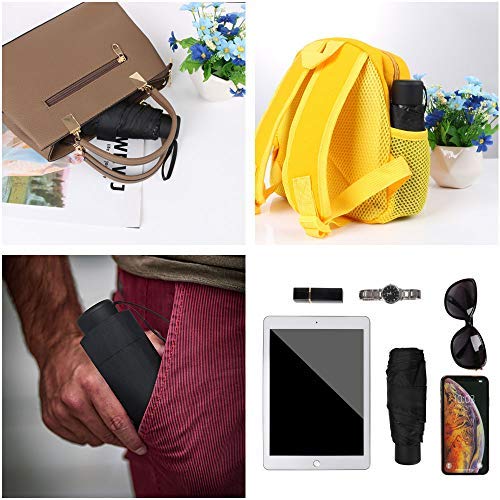 Vicloon Mini Paraguas Pequeño del Sol,Paraguas de Viaje Portátil Resistente Anti UV Plegable Longitud 17cm 6 Costillas Grueso Negro Tela de Goma,para Actividades al Aire Libre - Adultos y Niños Vicloon Mini Paraguas Pequeño del Sol,Paraguas de Viaje Portátil Resistente Anti UV Plegable Longitud 17cm 6 Costillas Grueso Negro Tela de Goma,para Actividades al Aire Libre - Adultos y Niños