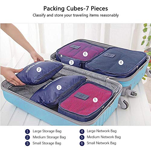Vicloon Organizador de Equipaje,8 en 1 Set de Organizadores de Viajes, Impermeable Organizador de Maleta Bolsa Incluir 3 Cubos de Embalaje,3 Bolsos de la Compresión y 2 Bolsas de Zapatos (Azul Oscuro) Vicloon Organizador de Equipaje,8 en 1 Set de Organizadores de Viajes, Impermeable Organizador de Maleta Bolsa Incluir 3 Cubos de Embalaje,3 Bolsos de la Compresión y 2 Bolsas de Zapatos (Azul Oscuro)