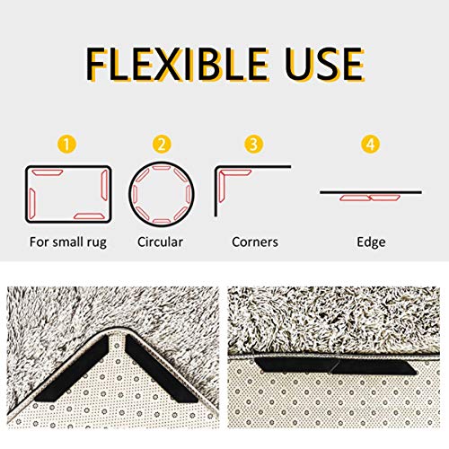 Vicloon Pinzas para Alfombras, 16 PCS Antideslizante Alfombra Pinzas, Reutilizable und Lavable Bases Antideslizantes para Alfombras, para Interiores y Exteriores- 2 Sizes, Negro