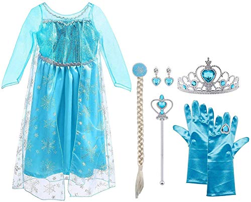 Vicloon Princesa Disfraz Traje, Vestido Reina de la Nieve de Fairy Tale Designs, Zapatos y Accesorios para Niñas