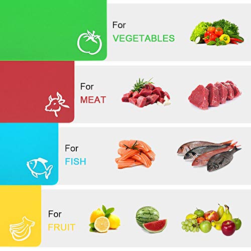 Vicloon Tablas de Cortar de Plástico, Juego de 4 Tablas de Cocina de Flexible con Color Diferente, Iconos de Alimentos y Manijas, Alimento Tablas de Cortar Antideslizante para Lavavajillas Vicloon Tablas de Cortar de Plástico, Juego de 4 Tablas de Cocina de Flexible con Color Diferente, Iconos de Alimentos y Manijas, Alimento Tablas de Cortar Antideslizante para Lavavajillas