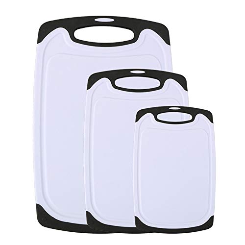 Vicloon Tablas de Cortar de Plástico, Juego de Tabla de Cortar de Seguro Reversible Establecen con Profundo Goteo Jugo de Ranura, Apta para Lavavajillas,Libres de BPA (Blanco, Juego de 3 Unidades) Vicloon Tablas de Cortar de Plástico, Juego de Tabla de Cortar de Seguro Reversible Establecen con Profundo Goteo Jugo de Ranura, Apta para Lavavajillas,Libres de BPA (Blanco, Juego de 3 Unidades)