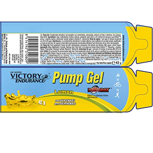 Victory Endurance Pump Gel Limón 42g x 24 geles. Efecto Vasodilatador. Enriquecido con Vitamina B6 y B1
