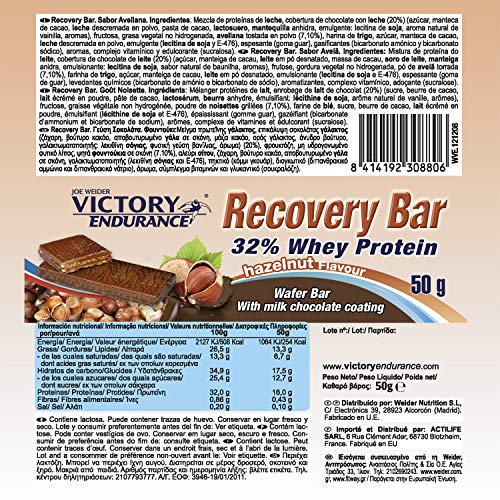 Victory Endurance Recovery Bar Sabor Avellana. Barrita recuperadora con 32% de proteína (12x50 g)
