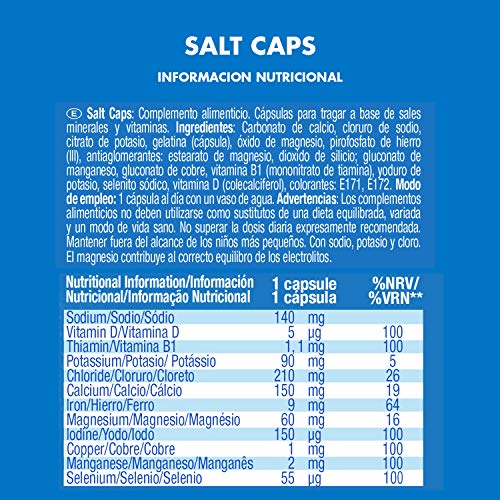 Victory Endurance Salt Caps. 90 capsulas. Con un aporte extra de vitaminas D y B1. Con sodio, potasio, Cloro, Calcio, Hierro, Magnesio, Yodo, Cobre, Manganeso, Selenio. Victory Endurance Salt Caps. 90 capsulas. Con un aporte extra de vitaminas D y B1. Con sodio, potasio, Cloro, Calcio, Hierro, Magnesio, Yodo, Cobre, Manganeso, Selenio.
